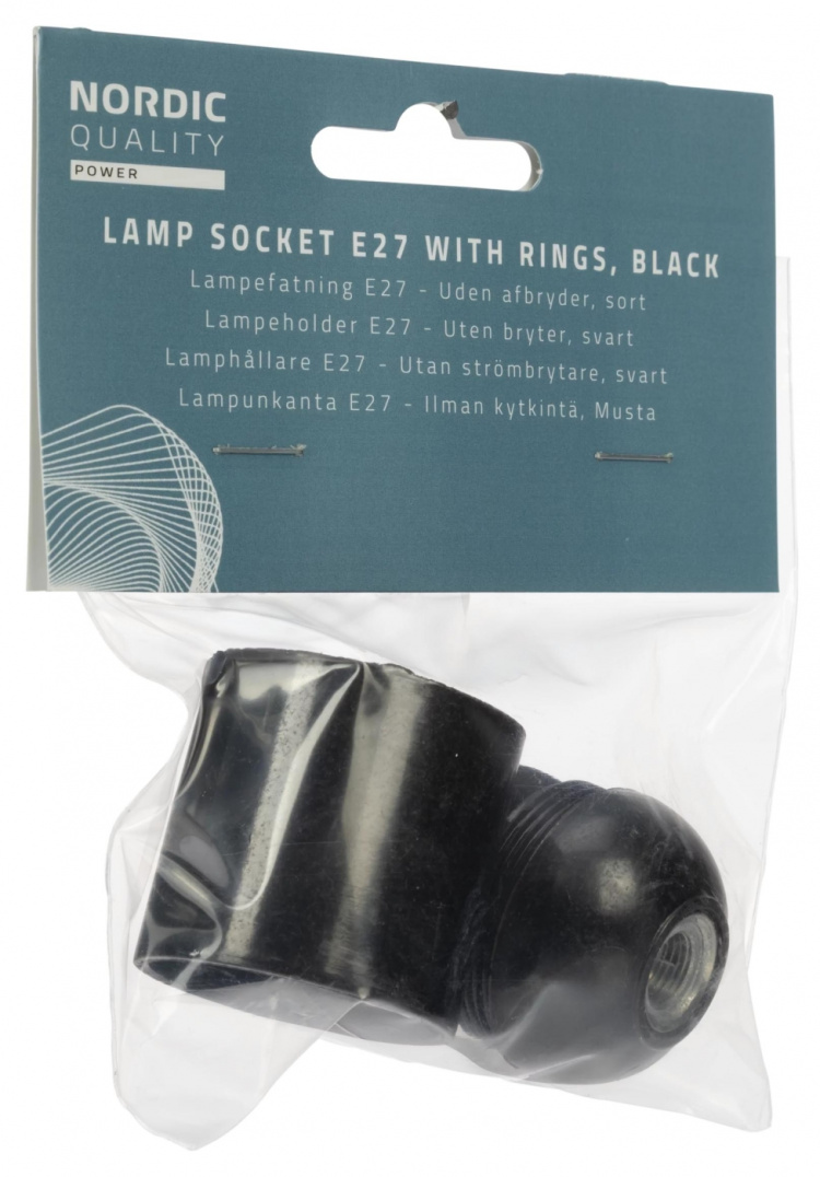 Nordic Quality Lampsockel E27, Svart