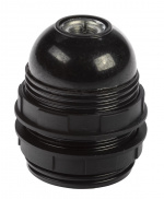 Nordic Quality Lampsockel E27 med lampskärmsring, Svart