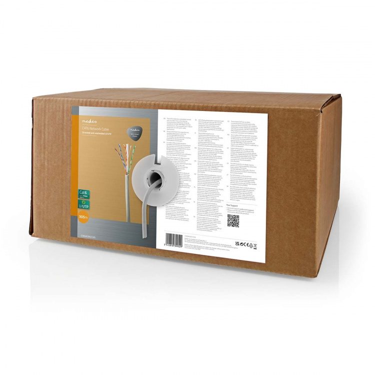 Nedis Network Cable Roll | CAT6 | Stranded | U/UTP | CCA | 305.0 m | Indoor | Round | PVC | Grey | Pull Box