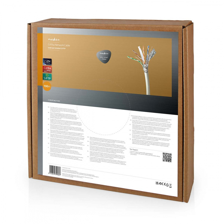 Nedis Network Cable Roll | CAT6a | Solid | SF/UTP | Copper | 100.0 m | Indoor | Round | LSZH | Grey | Gift Box Nedis Network Cable Roll | CAT6a | Solid | SF/UTP | Copper | 100.0 m | Indoor | Round | LSZH | Grey | Gift Box