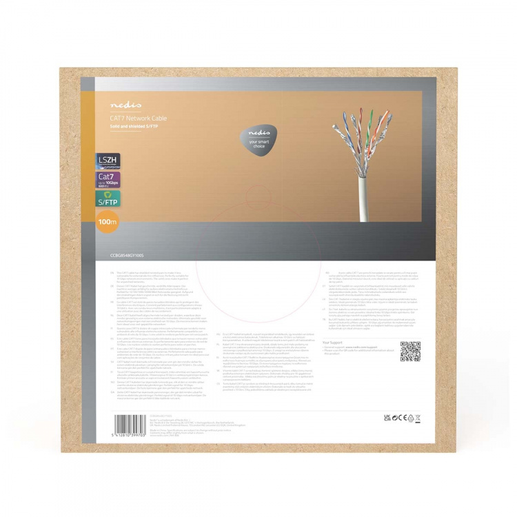 Nedis Network Cable Roll | CAT7 | Solid | S/FTP | Copper | 100.0 m | Indoor | Round | LSZH | Grey | Gift Box Nedis Network Cable Roll | CAT7 | Solid | S/FTP | Copper | 100.0 m | Indoor | Round | LSZH | Grey | Gift Box