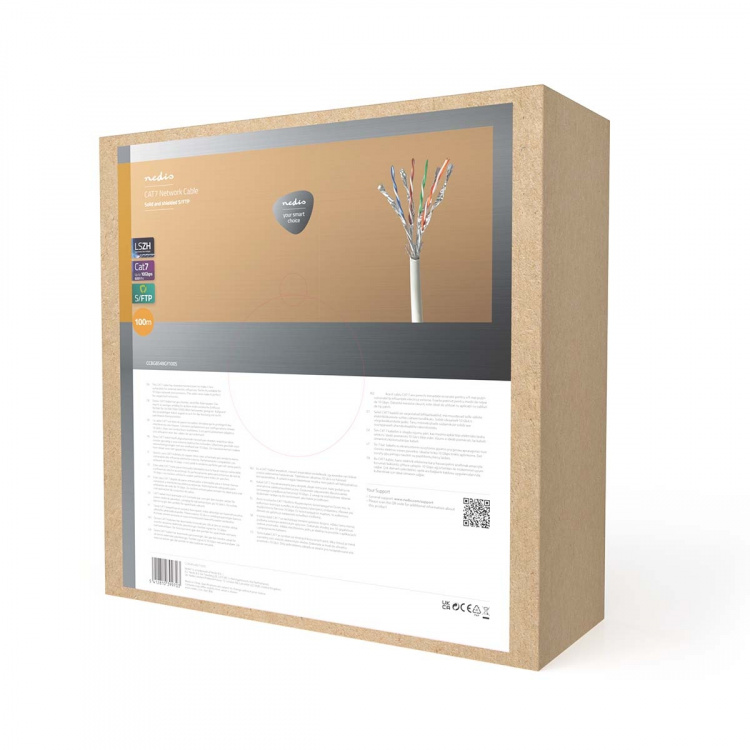 Nedis Network Cable Roll | CAT7 | Solid | S/FTP | Copper | 100.0 m | Indoor | Round | LSZH | Grey | Gift Box Nedis Network Cable Roll | CAT7 | Solid | S/FTP | Copper | 100.0 m | Indoor | Round | LSZH | Grey | Gift Box
