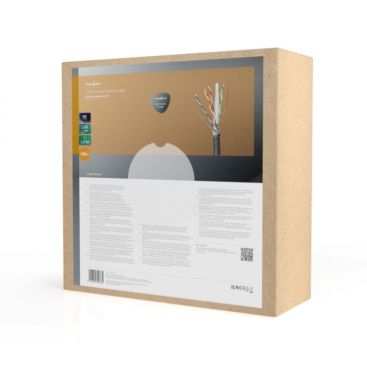 Nedis Network Cable Roll | CAT6 | Solid | S/FTP | Copper | 100.0 m | Outdoor | Round | PE | Black | Pull Box Nedis Network Cable Roll | CAT6 | Solid | S/FTP | Copper | 100.0 m | Outdoor | Round | PE | Black | Pull Box