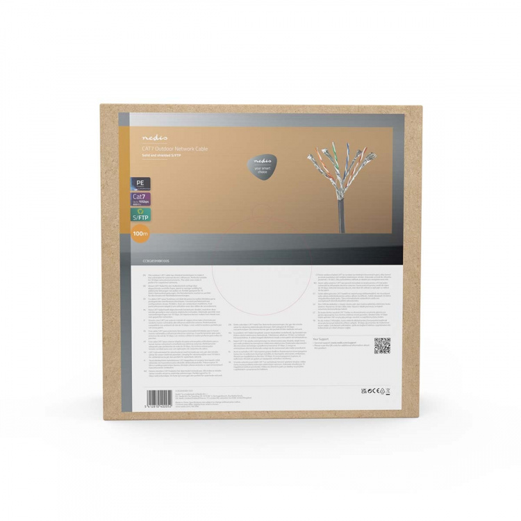 Nedis Network Cable Roll | CAT7 | Solid | S/FTP | Copper | 100.0 m | Outdoor | Round | PE | Black | Pull Box Nedis Network Cable Roll | CAT7 | Solid | S/FTP | Copper | 100.0 m | Outdoor | Round | PE | Black | Pull Box