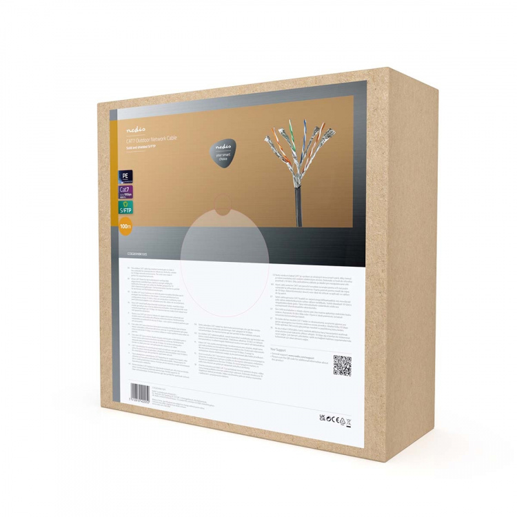 Nedis Network Cable Roll | CAT7 | Solid | S/FTP | Copper | 100.0 m | Outdoor | Round | PE | Black | Pull Box Nedis Network Cable Roll | CAT7 | Solid | S/FTP | Copper | 100.0 m | Outdoor | Round | PE | Black | Pull Box