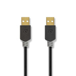 Nedis USB Cable | USB 2.0 | USB-A Male | USB-A Male | 480 Mbps | Gold Plated | 2.00 m | Round | PVC | Anthracite | Box Nedis USB Cable | USB 2.0 | USB-A Male | USB-A Male | 480 Mbps | Gold Plated | 2.00 m | Round | PVC | Anthracite | Box