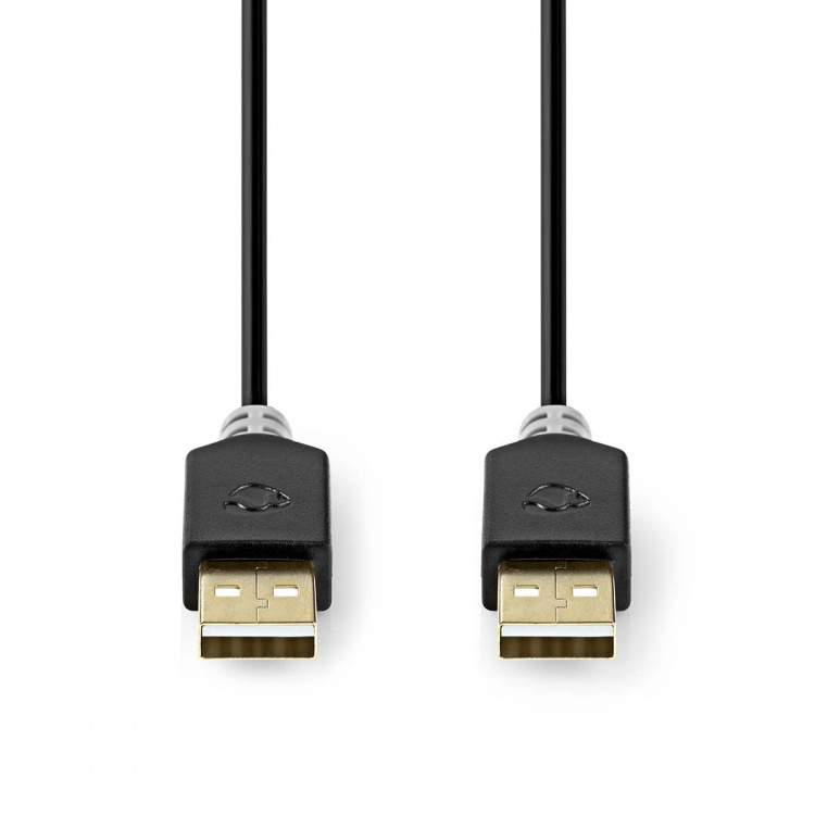 Nedis USB Cable | USB 2.0 | USB-A Male | USB-A Male | 480 Mbps | Gold Plated | 2.00 m | Round | PVC | Anthracite | Box Nedis USB Cable | USB 2.0 | USB-A Male | USB-A Male | 480 Mbps | Gold Plated | 2.00 m | Round | PVC | Anthracite | Box