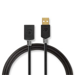 Nedis USB Cable | USB 2.0 | USB-A Male | USB-A Female | 480 Mbps | Gold Plated | 3.00 m | Round | PVC | Anthracite | Box Nedis USB Cable | USB 2.0 | USB-A Male | USB-A Female | 480 Mbps | Gold Plated | 3.00 m | Round | PVC | Anthracite | Box