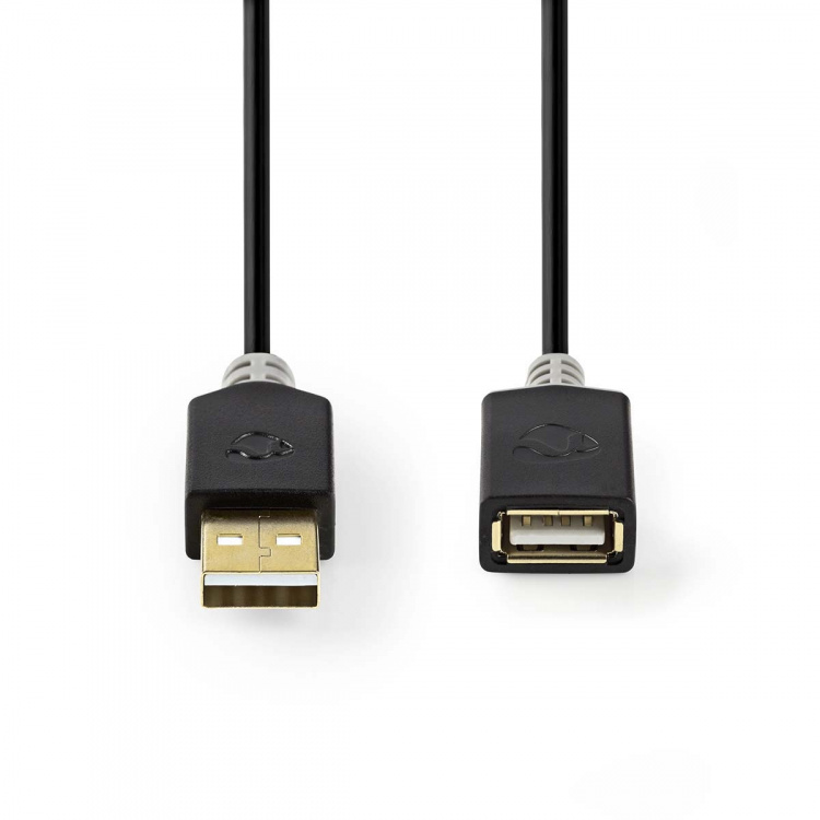 Nedis USB Cable | USB 2.0 | USB-A Male | USB-A Female | 480 Mbps | Gold Plated | 3.00 m | Round | PVC | Anthracite | Box Nedis USB Cable | USB 2.0 | USB-A Male | USB-A Female | 480 Mbps | Gold Plated | 3.00 m | Round | PVC | Anthracite | Box