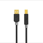 Nedis USB Cable | USB 2.0 | USB-A Male | USB-B Male | 480 Mbps | Gold Plated | 1.00 m | Round | PVC | Anthracite | Box Nedis USB Cable | USB 2.0 | USB-A Male | USB-B Male | 480 Mbps | Gold Plated | 1.00 m | Round | PVC | Anthracite | Box