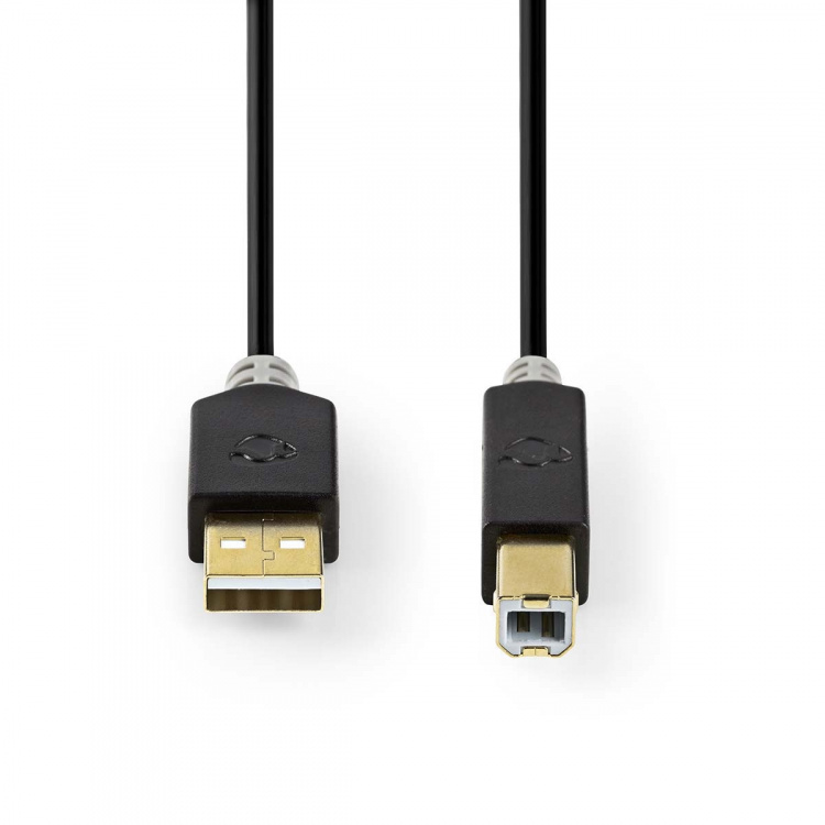 Nedis USB Cable | USB 2.0 | USB-A Male | USB-B Male | 480 Mbps | Gold Plated | 1.00 m | Round | PVC | Anthracite | Box Nedis USB Cable | USB 2.0 | USB-A Male | USB-B Male | 480 Mbps | Gold Plated | 1.00 m | Round | PVC | Anthracite | Box