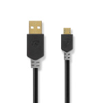 Nedis USB Cable | USB 2.0 | USB-A Male | USB Micro-B Male | 480 Mbps | Gold Plated | 1.00 m | Round | PVC | Anthracite | Box Nedis USB Cable | USB 2.0 | USB-A Male | USB Micro-B Male | 480 Mbps | Gold Plated | 1.00 m | Round | PVC | Anthracite | Box