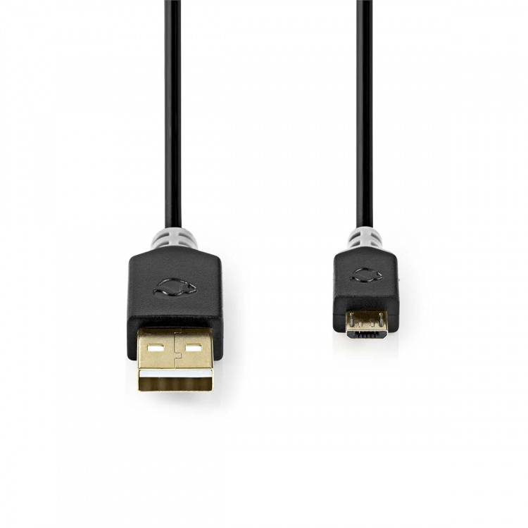 Nedis USB Cable | USB 2.0 | USB-A Male | USB Micro-B Male | 480 Mbps | Gold Plated | 2.00 m | Round | PVC | Anthracite | Box