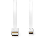 Nedis USB Cable | USB 2.0 | USB-A Male | USB Micro-B Male | 480 Mbps | Gold Plated | 1.00 m | Flat | PVC | White | Window Box