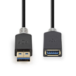 Nedis USB Cable | USB 3.2 Gen 1 | USB-A Male | USB-A Female | 5 Gbps | Gold Plated | 2.00 m | Round | PVC | Anthracite | Box