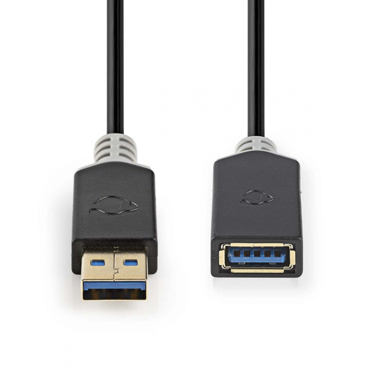Nedis USB Cable | USB 3.2 Gen 1 | USB-A Male | USB-A Female | 5 Gbps | Gold Plated | 2.00 m | Round | PVC | Anthracite | Box