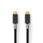 Nedis USB Cable | USB 3.2 Gen 2x2 | USB-C™ Male | USB-C™ Male | 100 W | 4K@60Hz | 20 Gbps | Gold Plated | 2.00 m | Round | PVC | Silver | Box