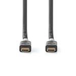 Nedis USB Cable | USB 3.2 Gen 2x2 | USB-C™ Male | USB-C™ Male | 100 W | 4K@60Hz | 20 Gbps | Gold Plated | 2.00 m | Round | PVC | Silver | Box