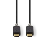 Nedis USB Cable | USB 3.2 Gen 1 | USB-C™ Male | USB-C™ Male | 60 W | 4K@60Hz | 5 Gbps | Gold Plated | 2.00 m | Round | PVC | Black | Box