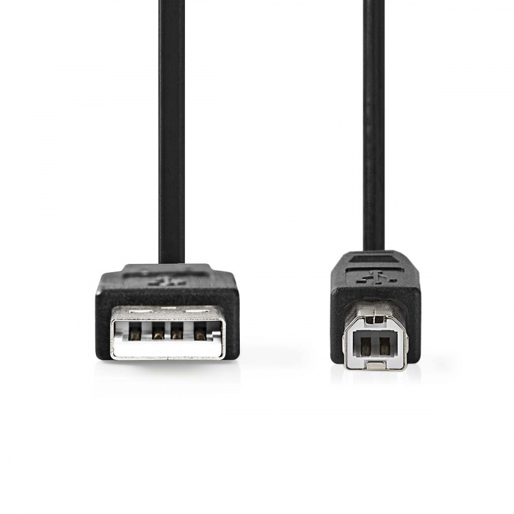Nedis USB Cable | USB 2.0 | USB-A Male | USB-B Male | 480 Mbps | Nickel Plated | 3.00 m | Round | PVC | Black | Box
