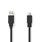 Nedis USB Cable | USB 2.0 | USB-A Male | USB Micro-B Male | 480 Mbps | Nickel Plated | 3.00 m | Round | PVC | Black | Box Nedis USB Cable | USB 2.0 | USB-A Male | USB Micro-B Male | 480 Mbps | Nickel Plated | 3.00 m | Round | PVC | Black | Box