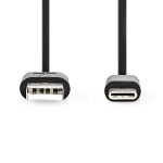 Nedis USB Cable | USB 2.0 | USB-A Male | USB-C™ Male | 15 W | 480 Mbps | Nickel Plated | 0.10 m | Round | PVC | Black | Blister