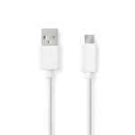 Nedis USB Cable | USB 2.0 | USB-A Male | USB-C™ Male | 60 W | 480 Mbps | Nickel Plated | 1.00 m | Round | PVC | White | Box