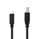 Nedis USB Cable | USB 2.0 | USB-C™ Male | USB-B Male | 480 Mbps | Nickel Plated | 2.00 m | Round | PVC | Black | Box