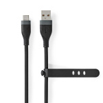 Nedis USB Cable | USB 2.0 | USB-A Male | USB-C™ Male | 15 W | 480 Mbps | Nickel Plated | 1.50 m | Round | Silicone | Black | Box