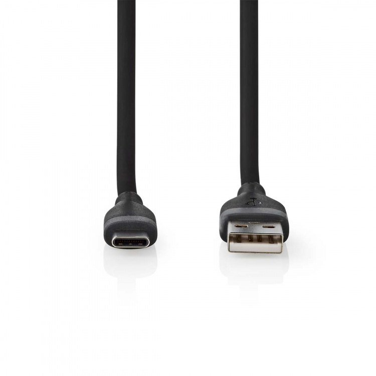 Nedis USB Cable | USB 2.0 | USB-A Male | USB-C™ Male | 15 W | 480 Mbps | Nickel Plated | 1.50 m | Round | Silicone | Black | Box