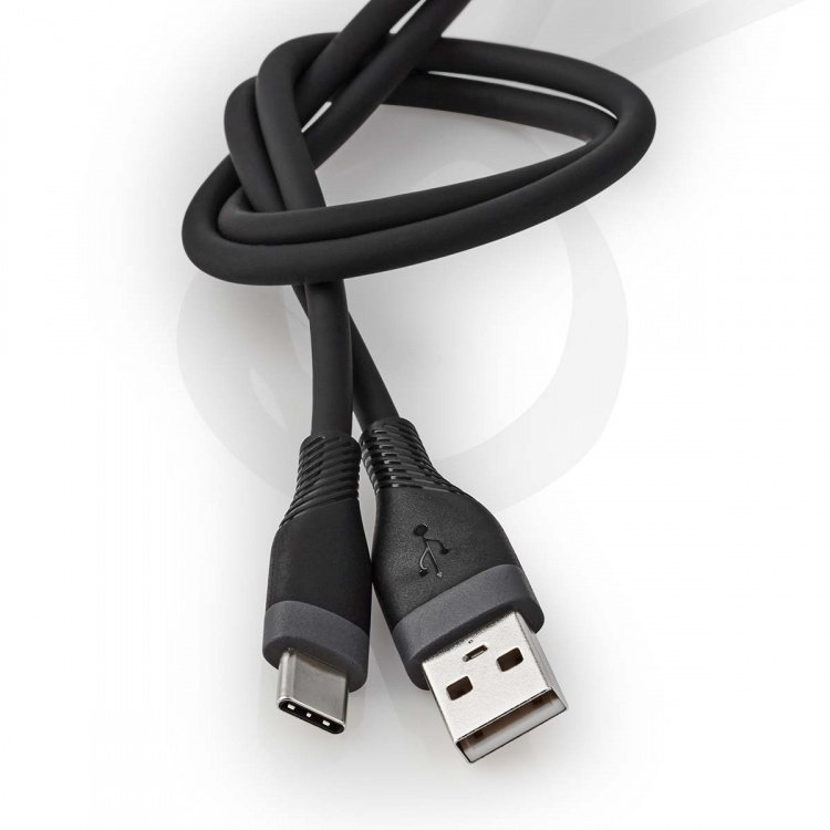 Nedis USB Cable | USB 2.0 | USB-A Male | USB-C™ Male | 15 W | 480 Mbps | Nickel Plated | 1.50 m | Round | Silicone | Black | Box
