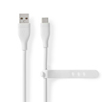 Nedis USB Cable | USB 2.0 | USB-A Male | USB-C™ Male | 15 W | 480 Mbps | Nickel Plated | 1.50 m | Round | Silicone | White | Box