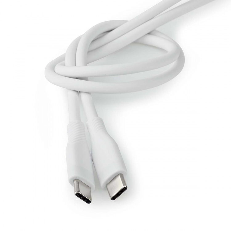 Nedis USB Cable | USB 2.0 | USB-C™ Male | USB-C™ Male | 60 W | 480 Mbps | Nickel Plated | 1.50 m | Round | Silicone | White | Box
