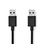 Nedis USB Cable | USB 3.2 Gen 1 | USB-A Male | USB-A Male | 5 Gbps | Nickel Plated | 1.00 m | Round | PVC | Black | Box
