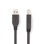 Nedis USB Cable | USB 3.2 Gen 1 | USB-A Male | USB-B Male | 5 Gbps | Nickel Plated | 2.00 m | Round | PVC | Black | Box Nedis USB Cable | USB 3.2 Gen 1 | USB-A Male | USB-B Male | 5 Gbps | Nickel Plated | 2.00 m | Round | PVC | Black | Box