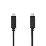 Nedis USB Cable | USB 3.2 Gen 1 | USB-C™ Male | USB-C™ Male | 60 W | 4K@60Hz | 5 Gbps | Nickel Plated | 1.00 m | Round | PVC | Black | Box