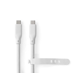 Nedis USB Cable | USB 3.2 Gen 1 | USB-C™ Male | USB-C™ Male | 60 W | 4K@60Hz | 5 Gbps | Nickel Plated | 1.50 m | Round | Silicone | White | Box