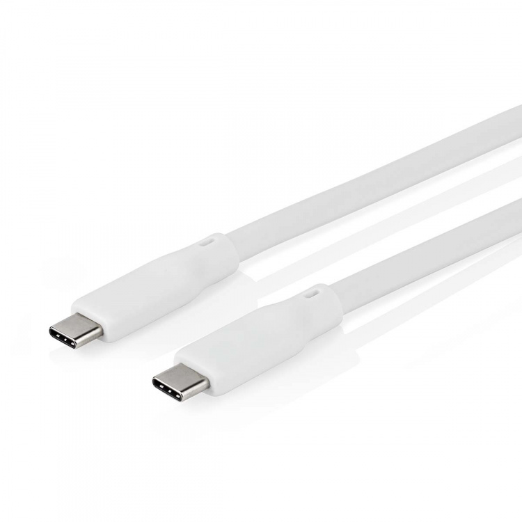 Nedis USB Cable | USB 3.2 Gen 1 | USB-C™ Male | USB-C™ Male | 60 W | 4K@60Hz | 5 Gbps | Nickel Plated | 1.50 m | Round | Silicone | White | Box