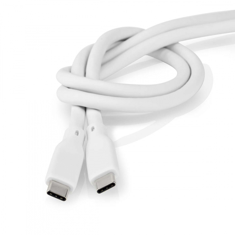 Nedis USB Cable | USB 3.2 Gen 1 | USB-C™ Male | USB-C™ Male | 60 W | 4K@60Hz | 5 Gbps | Nickel Plated | 1.50 m | Round | Silicone | White | Box