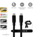 Nedis USB Cable | USB 3.2 Gen 2 | USB-C™ Male | USB-C™ Male | 240 W | 8K@30Hz | 20 Gbps | Nickel Plated | 1.00 m | Round | Silicone | Black | Box Nedis USB Cable | USB 3.2 Gen 2 | USB-C™ Male | USB-C™ Male | 240 W | 8K@30Hz | 20 Gbps | Nickel Plated | 1.00 m | Round | Silicone | Black | Box