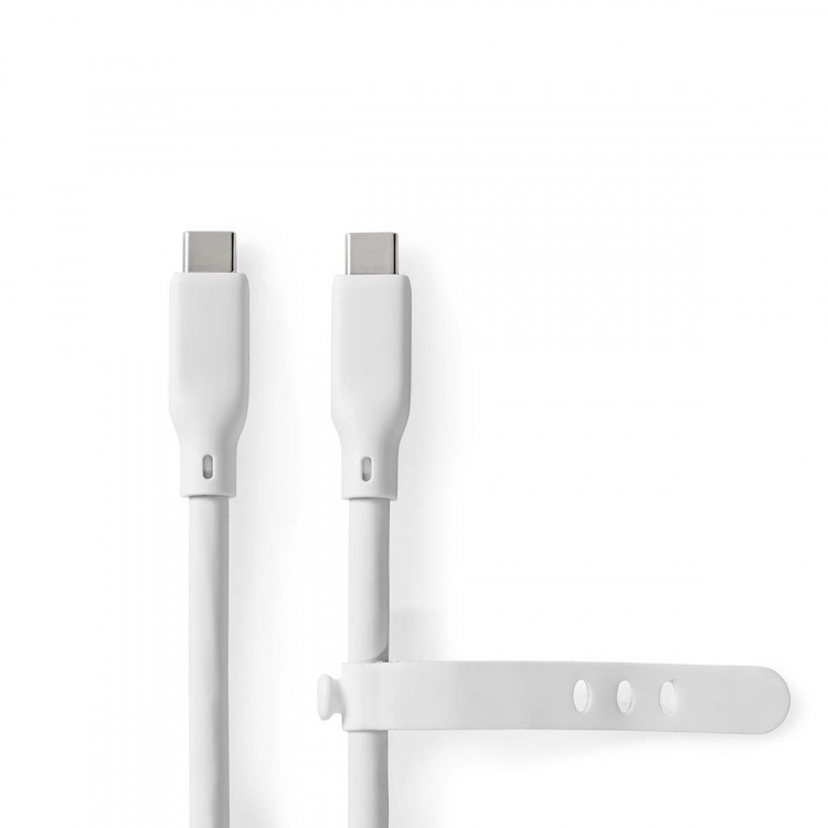 Nedis USB Cable | USB 3.2 Gen 2 | USB-C™ Male | USB-C™ Male | 240 W | 8K@30Hz | 20 Gbps | Nickel Plated | 1.00 m | Round | Silicone | White | Box