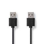 Nedis USB Cable | USB 2.0 | USB-A Male | USB-A Male | 480 Mbps | Nickel Plated | 2.00 m | Round | PVC | Black | Label