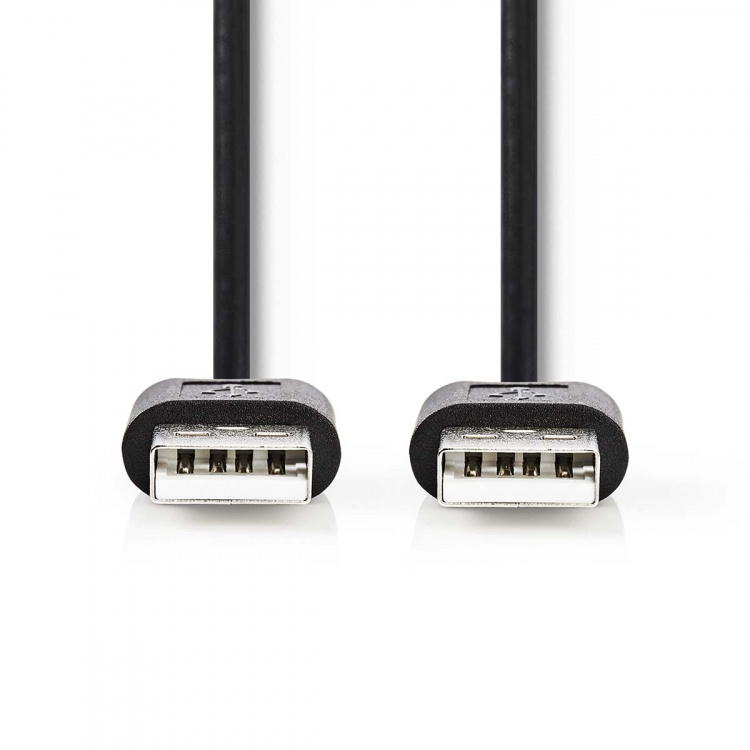 Nedis USB Cable | USB 2.0 | USB-A Male | USB-A Male | 480 Mbps | Nickel Plated | 2.00 m | Round | PVC | Black | Label