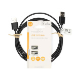 Nedis USB Cable | USB 2.0 | USB-A Male | USB-A Male | 480 Mbps | Nickel Plated | 2.00 m | Round | PVC | Black | Label