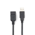 Nedis USB Cable | USB 2.0 | USB-A Male | USB-A Female | 480 Mbps | Nickel Plated | 2.00 m | Round | PVC | Black | Label Nedis USB Cable | USB 2.0 | USB-A Male | USB-A Female | 480 Mbps | Nickel Plated | 2.00 m | Round | PVC | Black | Label