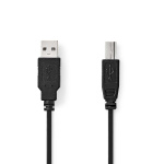 Nedis USB Cable | USB 2.0 | USB-A Male | USB-B Male | 10 W | 480 Mbps | Nickel Plated | 0.50 m | Round | PVC | Black | Label Nedis USB Cable | USB 2.0 | USB-A Male | USB-B Male | 10 W | 480 Mbps | Nickel Plated | 0.50 m | Round | PVC | Black | Label