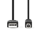 Nedis USB Cable | USB 2.0 | USB-A Male | USB-B Male | 10 W | 480 Mbps | Nickel Plated | 1.00 m | Round | PVC | Black | Label