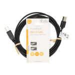 Nedis USB Cable | USB 2.0 | USB-A Male | USB-B Male | 480 Mbps | Nickel Plated | 3.00 m | Round | PVC | Black | Label Nedis USB Cable | USB 2.0 | USB-A Male | USB-B Male | 480 Mbps | Nickel Plated | 3.00 m | Round | PVC | Black | Label
