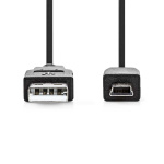 Nedis USB Cable | USB 2.0 | USB-A Male | USB Mini-B 5 pin Male | 480 Mbps | Nickel Plated | 1.00 m | Round | PVC | Black | Label