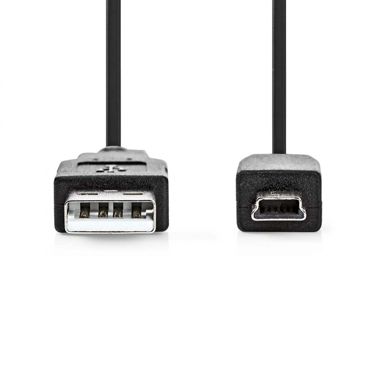 Nedis USB Cable | USB 2.0 | USB-A Male | USB Mini-B 5 pin Male | 480 Mbps | Nickel Plated | 1.00 m | Round | PVC | Black | Label